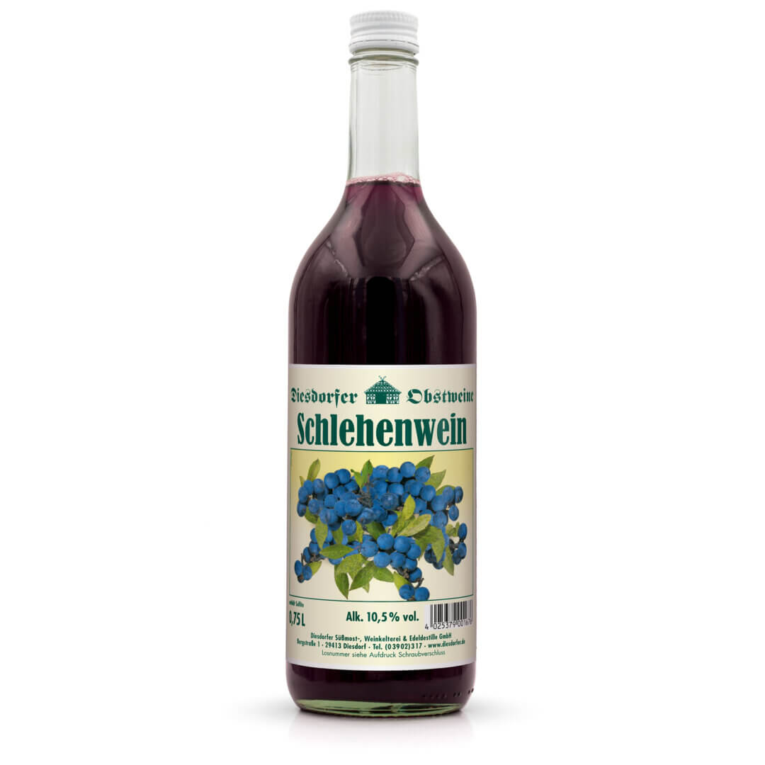Schlehenwein in 0,75 Liter Glasflasche