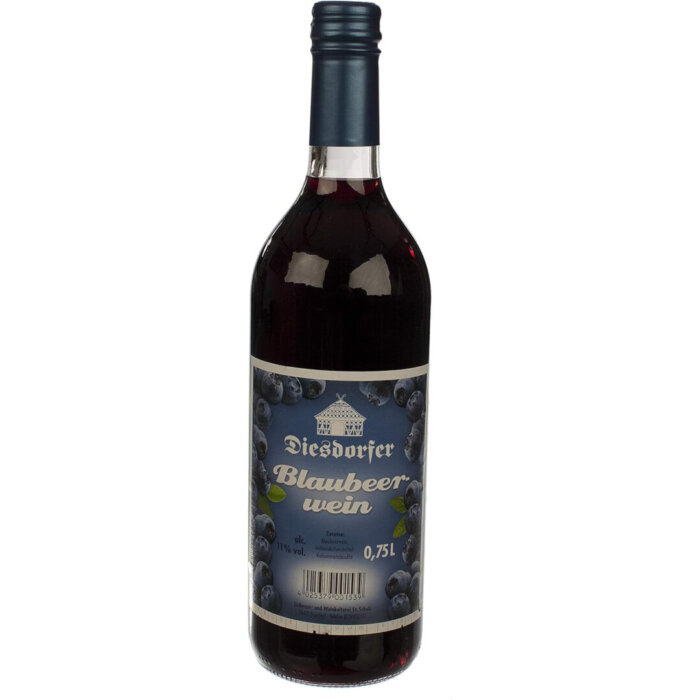 Blaubeerwein in 0,75 L Glasflasche