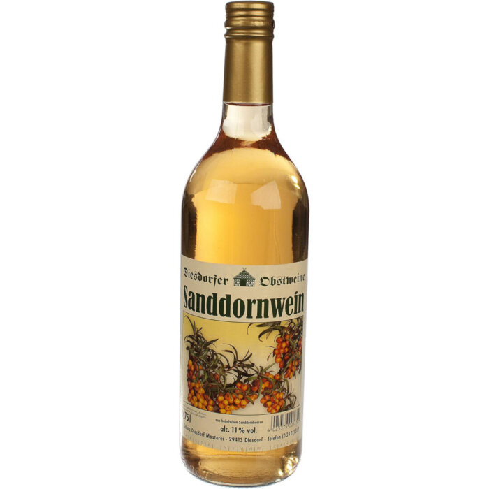 Sanddornwein in 0,75 Liter Glasflasche