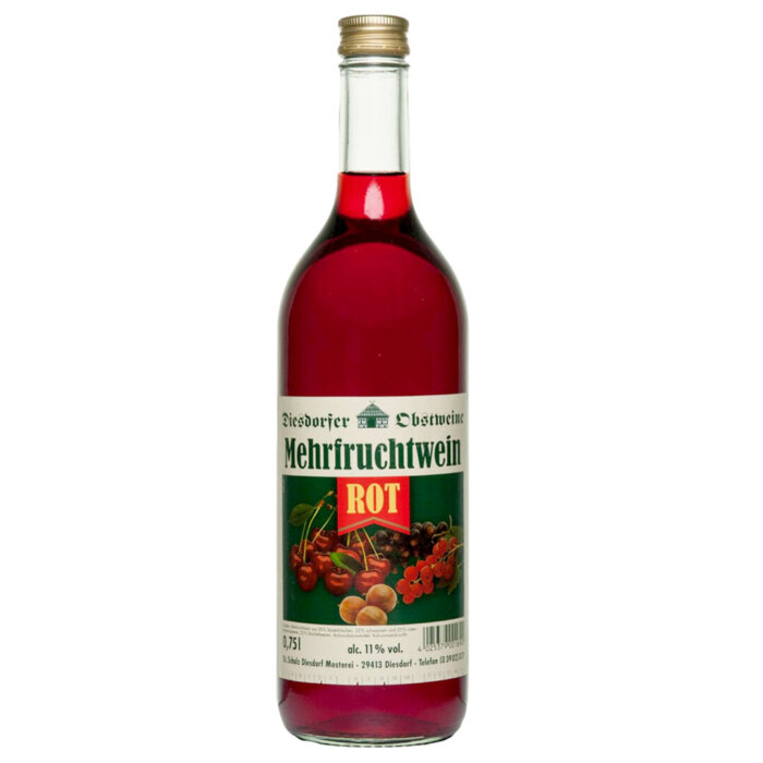 Roter Mehrfruchtwein 0,75 Liter in Glasflasche