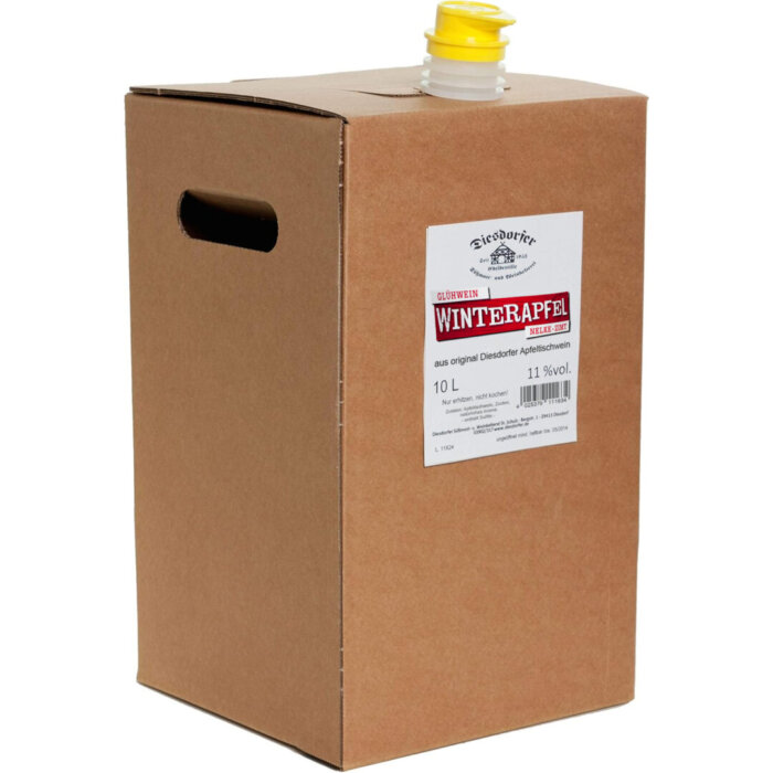 10-Liter-Karton mit "Diesdorfer Winterapfel" Apfelglühwein, ideal für Festlichkeiten und winterliche Anlässe