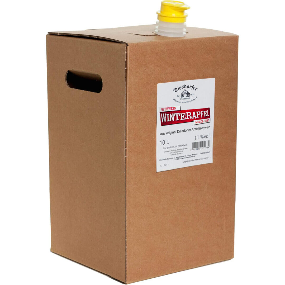 10-Liter-Karton mit "Diesdorfer Winterapfel" Apfelglühwein, ideal für Festlichkeiten und winterliche Anlässe